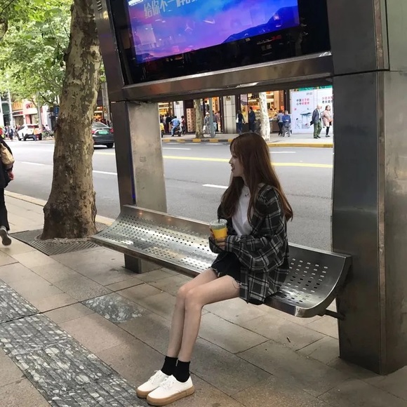 korean brand plaid flannel autumn shirt jacket with buttons - Picture 9 of 11